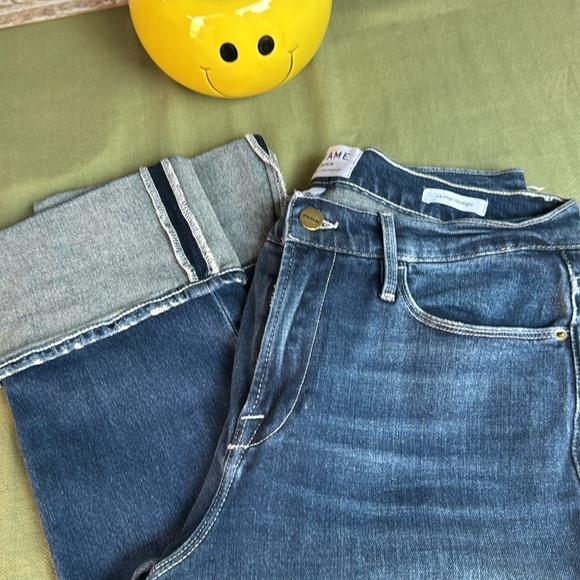 Frame Le Nouveau High Rise Straight Leg Raw Big Cuff Jeans - Picture 5 of 5